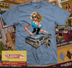 Blue Pinup Babe DJ